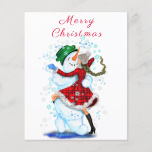 Snowman and Girl Dance Christmas Flyer