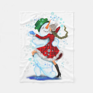 Snowman and Girl Dancers Baby Fleece Blanket