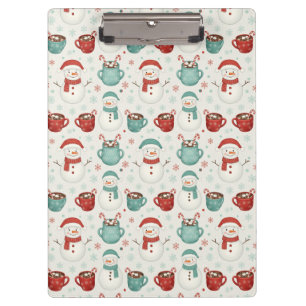 Snowman and Hot Cocoa Christmas Seamless Pattern Clipboard
