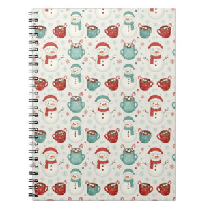 Snowman and Hot Cocoa Christmas Seamless Pattern Notebook