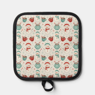 Snowman and Hot Cocoa Christmas Seamless Pattern Pot Holder