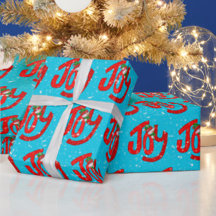 Snowman and Joy In Snowflakes  Wrapping Paper