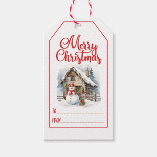 Snowman and Log Cabin Gift Tags