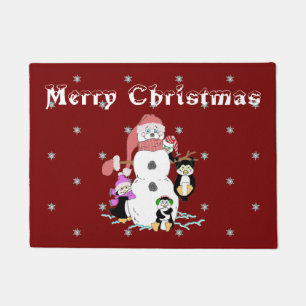 Snowman and Penguin Christmas Doormat