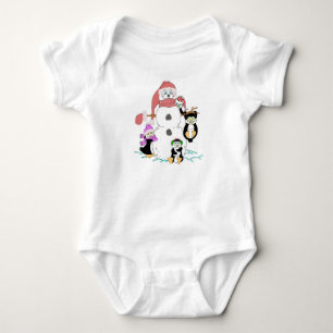 Snowman And Penguins Christmas Baby Bodysuit