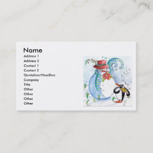 SNOWMAN AND PENGUIN'S WINTER SERENADE BUSINESS CARD