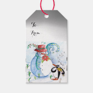 SNOWMAN AND PENGUIN'S WINTER SERENADE GIFT TAGS