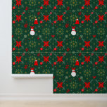 Snowman and Red Bows Christmas Pattern Wallpaper<br><div class="desc">A whimsical Christmas pattern featuring a cheerful snowman, vibrant red bows, snowflakes, and festive ornaments on a dark green background. Golden and white snowflake designs add a magical touch, complementing the playful holiday theme. The bold red and green palette evokes the joy of the season, making this pattern ideal for...</div>
