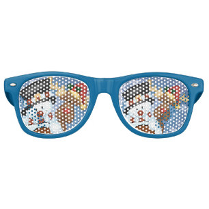 Snowman and Reindeer Merry Christmas Retro Sunglasses