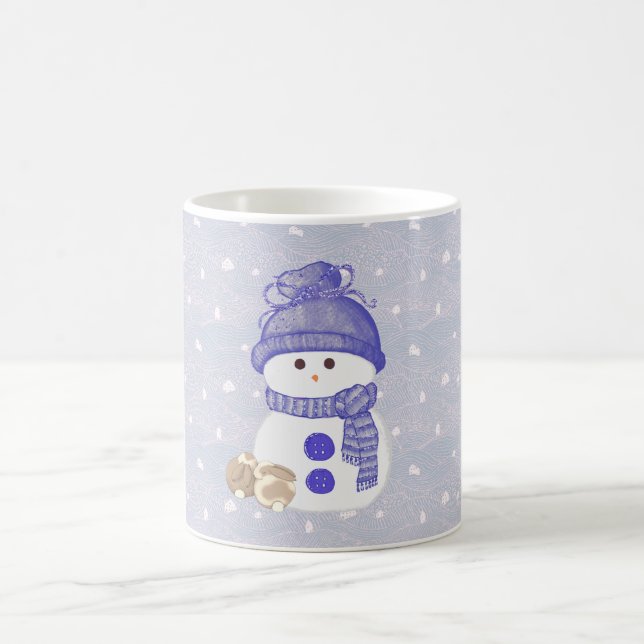 Snowman and Sleeping Bunnies Coffee Mug (Center)