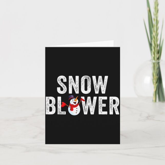 Snowman And Snow Blower Couples Matching Christmas Card (Front)