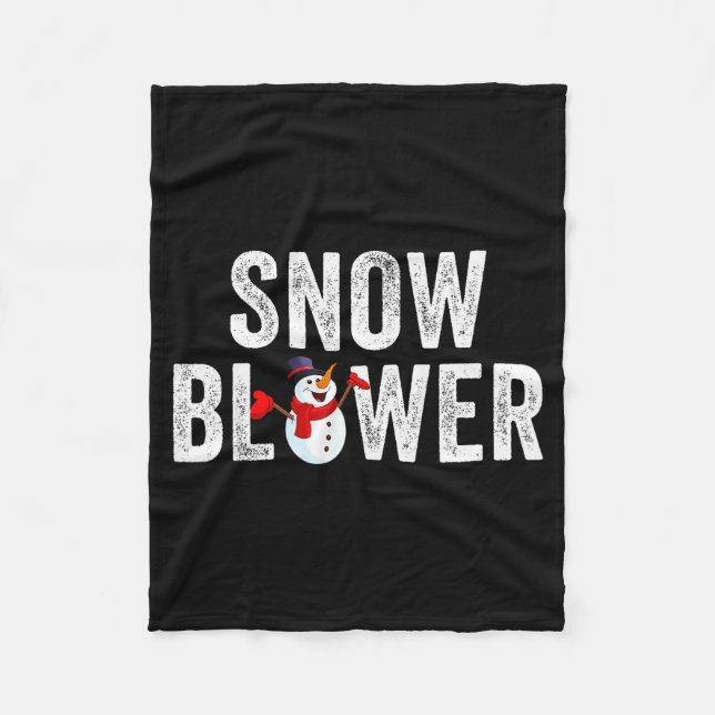 Snowman And Snow Blower Couples Matching Christmas Fleece Blanket (Front)