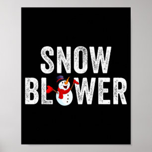 Snowman And Snow Blower Couples Matching Christmas Poster