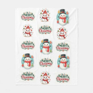 Snowman and Snow-woman  Fleece Blanket