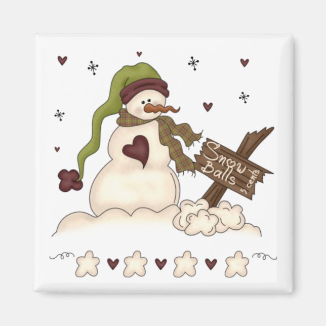 Snowman and Snowballs Magnet (Front)