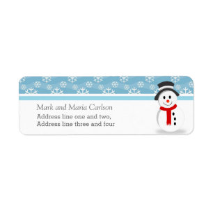 Snowman and Snowflakes Custom Christmas Return Address Label