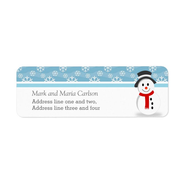 Snowman and Snowflakes Custom Christmas Return Address Label (Front)