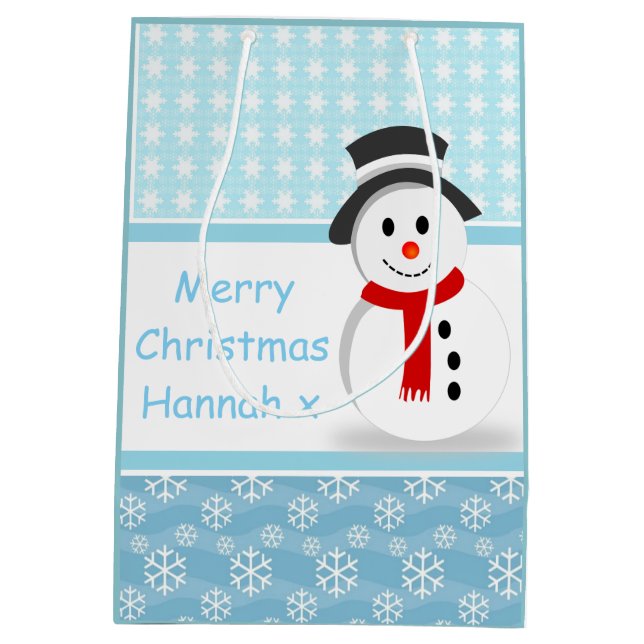 Snowman and Snowflakes Medium Gift Bag (Back)