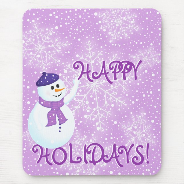 Snowman and Snowflakes Mousepad (Front)