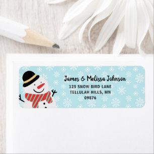 Snowman And Snowflakes Return Address Label