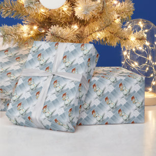 Snowman and Snowflakes Wrapping Paper