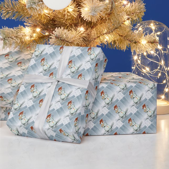Snowman and Snowflakes  Wrapping Paper (Holidays)