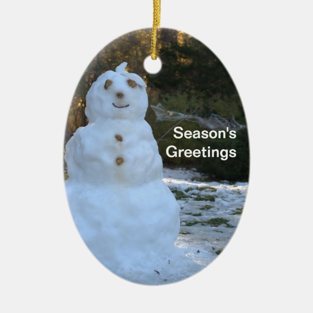 Snowman and Snowlady Reversible  Ceramic Tree Decoration (Front)