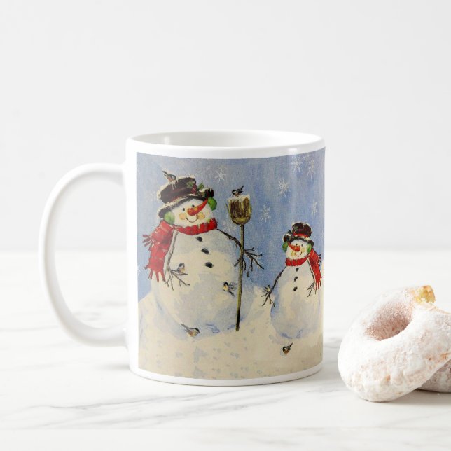 Snowman and Son  Coffee Mug (With Donut)