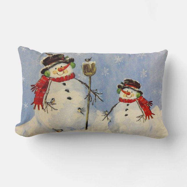 Snowman and Son Lumbar Cushion (Front)