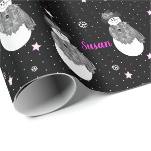 Snowman And Stars Wrapping Paper