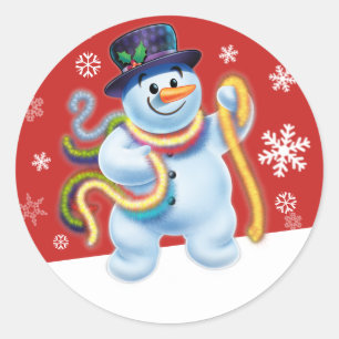 Snowman and tinsel Christmas sticker