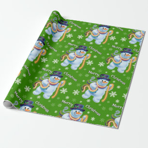 Snowman and tinsel Christmas wrapping paper