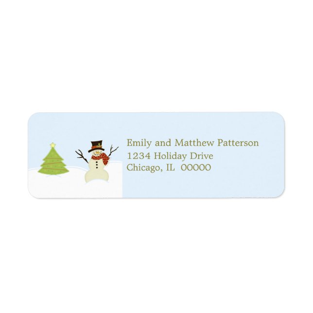 Snowman and Tree Christmas Address Labels (Front)