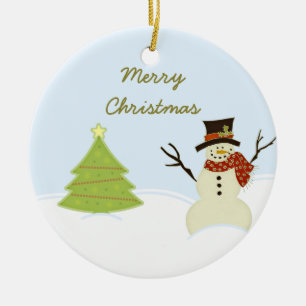 Snowman and Tree Christmas Ornament