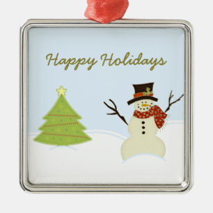 Snowman and Tree Christmas Premium Ornament