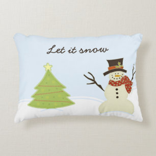 Snowman and Tree Decorative Cushion