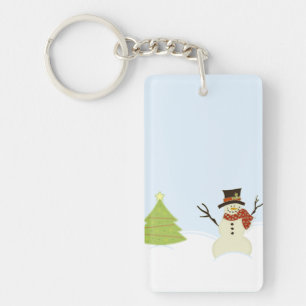 Snowman and Tree Key Ring