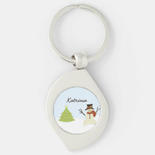 Snowman and Tree Key Ring