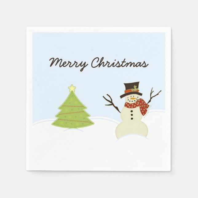 Snowman and Tree Napkin (Front)