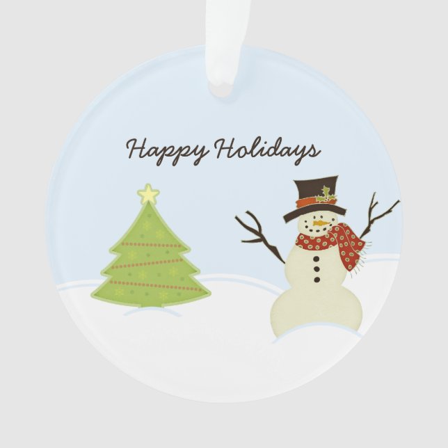Snowman and Tree Ornament (Front)