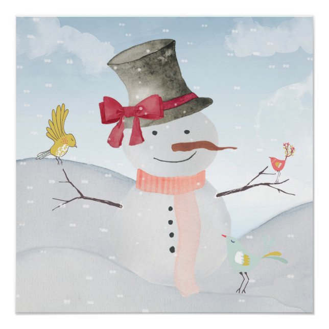 Snowman and Winter Woodland Friends Poster (Front)