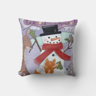 Snowman and Woodland Animals Cushion