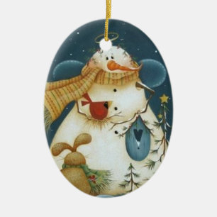 Snowman Angel and Forest Friends Ornament