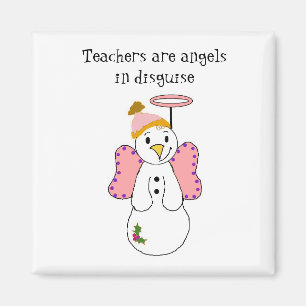 Snowman Angel with Teacher Saying Magnet