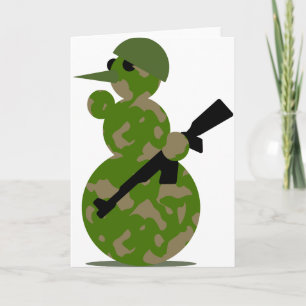 snowman army christmas holiday card