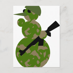snowman army christmas holiday postcard