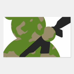 snowman army christmas rectangular sticker