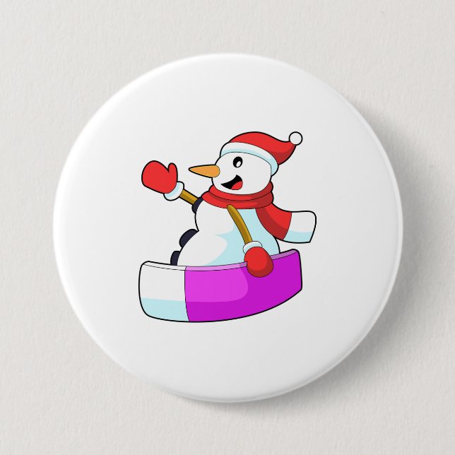 Snowman as Snowboarder with Sonowboard.PNG 7.5 Cm Round Badge (Front)