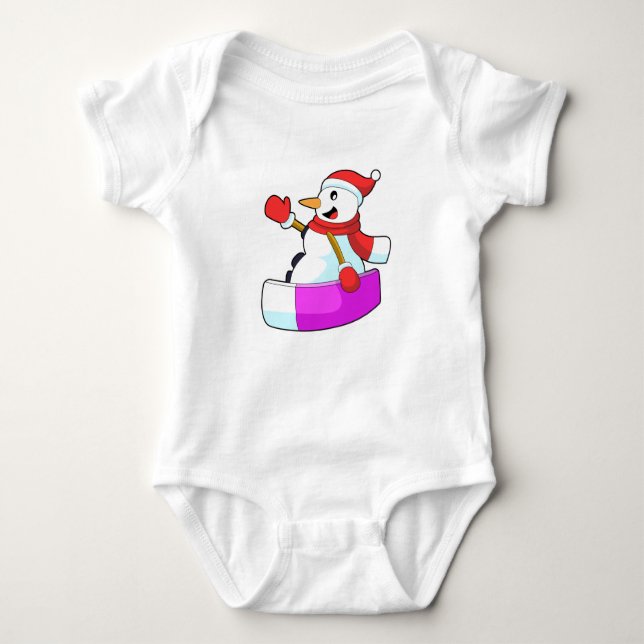 Snowman as Snowboarder with Sonowboard.PNG Baby Bodysuit (Front)