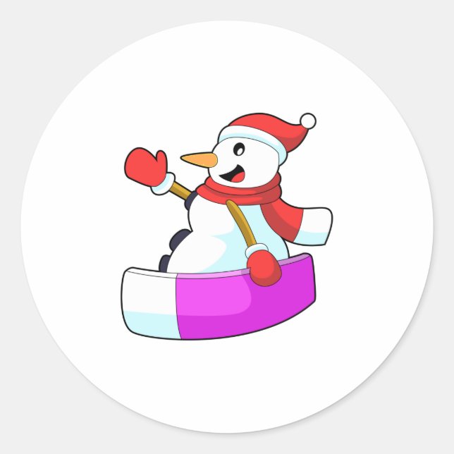 Snowman as Snowboarder with Sonowboard.PNG Classic Round Sticker (Front)